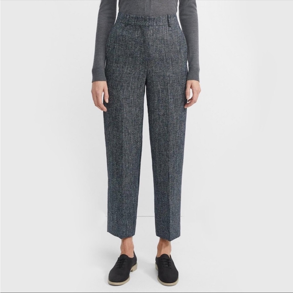 Theory HW Straight Pant In Navy Tweed NWT Size 8
